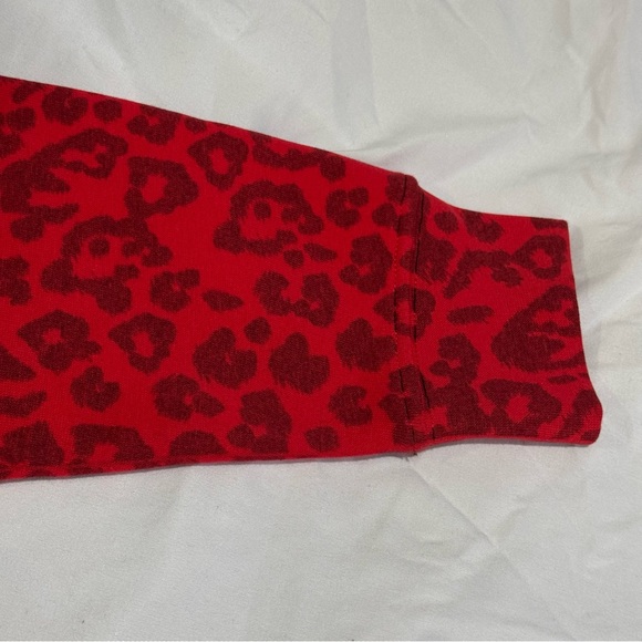 Vintage H & J Red leopard print zip up cardigan size Small - Picture 8 of 8